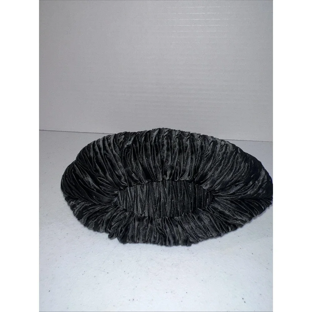 Vintage 1980s Satin Pleated Vanessa Black Cocktail Purse 40